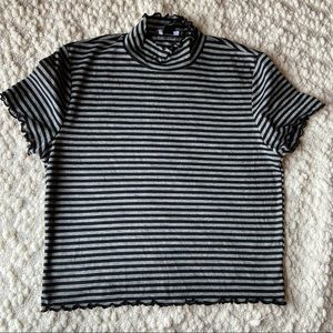 Striped Short Sleeve Turtleneck